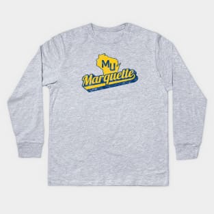 Support Marquette with this vintage design! Kids Long Sleeve T-Shirt